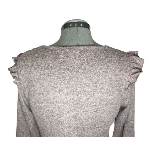 Women's Adrienne Vittadini Mauve Ruffle Soft Sweater, Size Large - Picture 4 of 8
